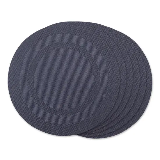 DII Stonewash Blue Round PVC Doubleframe Placemat 6 Piece {1}