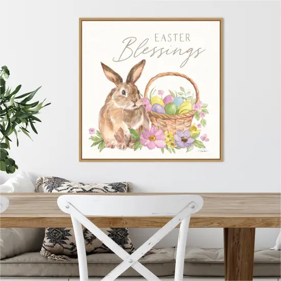 Happy Easter VI Bright by Silvia Vassileva 22-in. W x 22-in. H. Canvas Wall Art Print Framed in Natural {4}
