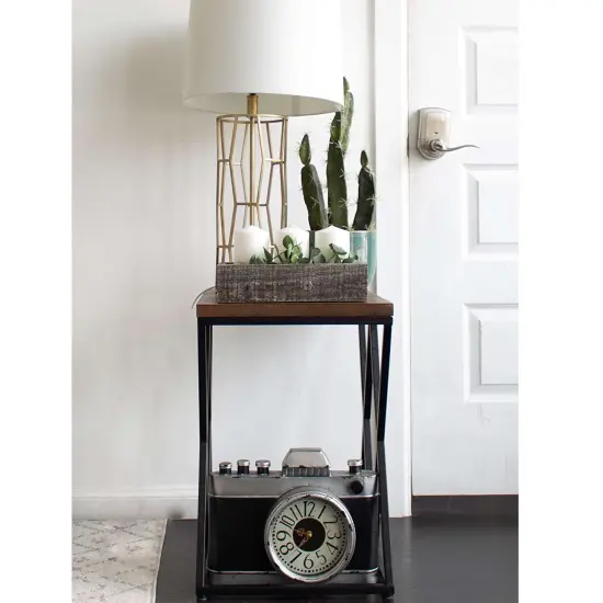 Rustic Farmhouse Decorative Organizer Wood Storage Box Grey {2}