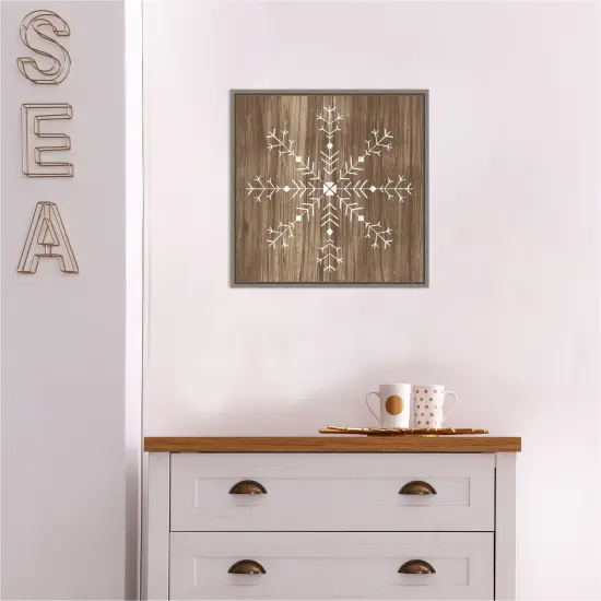 Barnwood Wonderland I Snowflake by June Erica Vess Canvas Wall Art Print Framed {5}