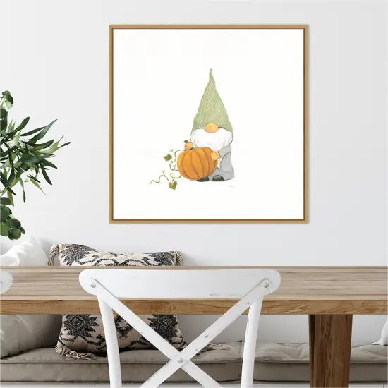 Harvest Gnomes I by Jenaya Jackson 22-in. W x 22-in. H. Canvas Wall Art Print Framed in Natural {5}