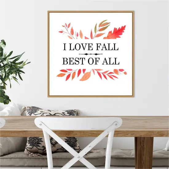 Love Fall Best Of All Leaves by Amanti Art Portfolio 22-in. W x 22-in. H. Canvas Wall Art Print Framed in Natural {4}