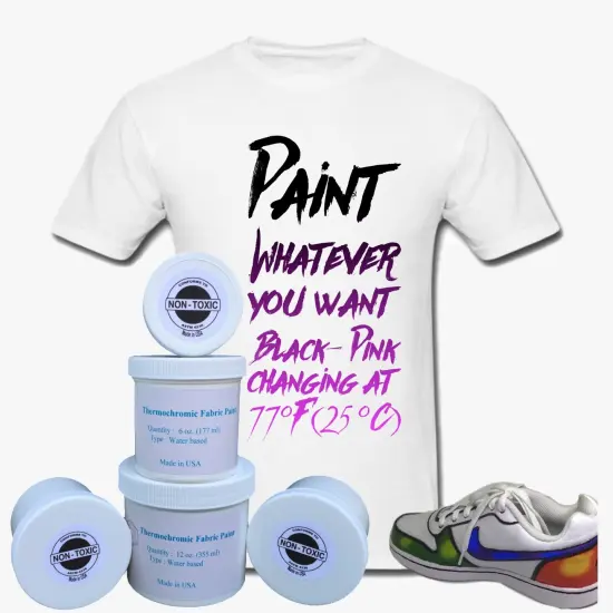 Temperature Activated Body Heat Reactive Color Changing Thermochromic Fabric Paint Black pink 77⁰f {2}