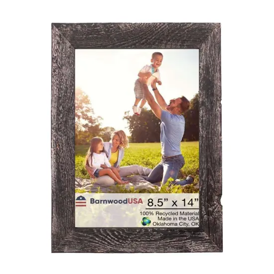 Rustic Farmhouse 8.5 in. x 14 in. Reclaimed Wood Picture Frame Black {1}