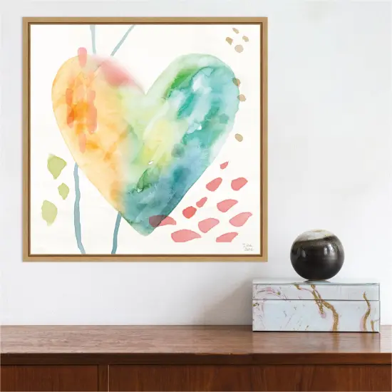 Winged Whisper VII by Dina June 16-in. W x 16-in. H. Canvas Wall Art Print Framed in Natural {4}