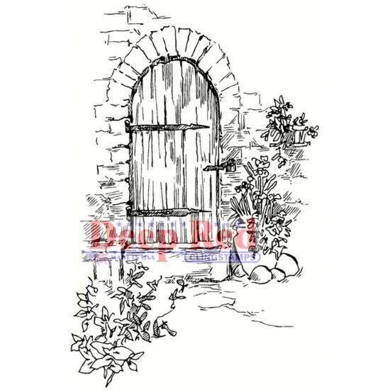 Deep Red Stamps Garden Doorway Rubber Stamp 2 x 3inches {1}