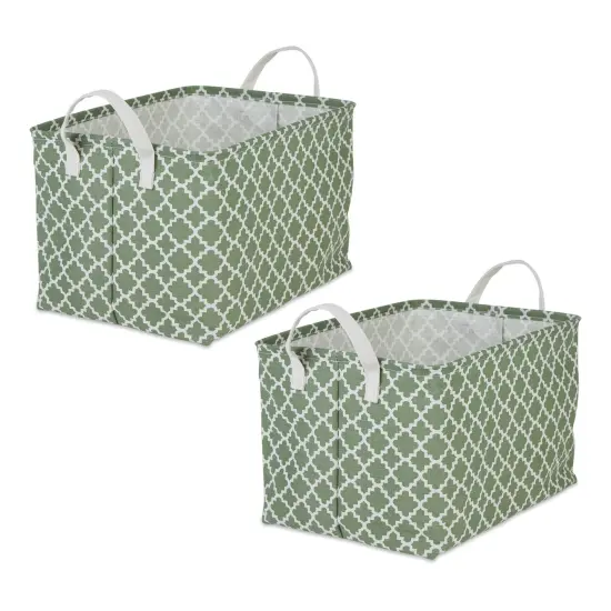 DII PE-Coated Cotton Polyester Laundry Bin Lattice Artichoke Green Rectangle Extra Large 12.5x17.5x10.5 (Set of 2) {1}