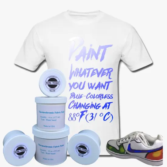 Temperature Activated Body Heat Reactive Color Changing Thermochromic Fabric Paint Blue colorless 88⁰f {2}