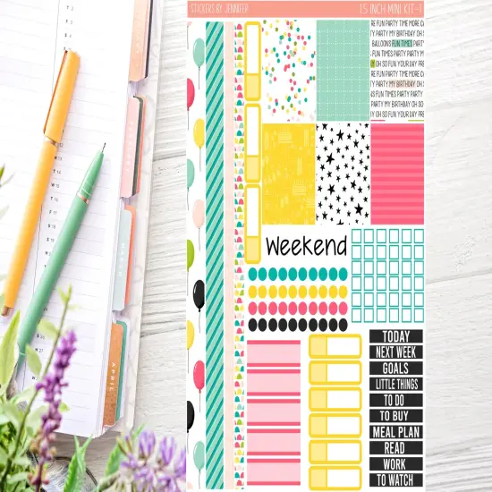 Birthday Planner Sticker Kit (for 7x9 vertical planners) {1}