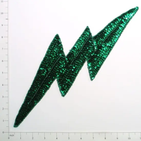 14 1/2" x 4 1/2" Lightning Bolt Sequin Applique/Patch - SM827L-04 Kelly Green {1}