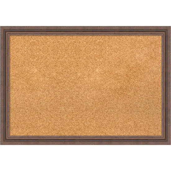 Natural Cork Board (26 in. x 18 in.), Distressed Rustic Brown Wood Frame - Bulletin Board, Organization Board, Pin Board {1}