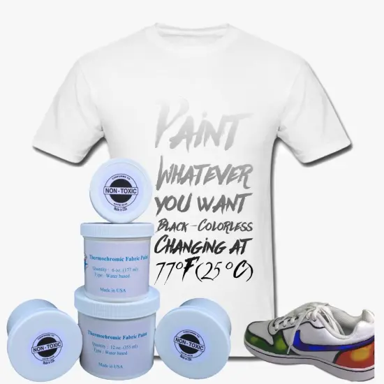 Temperature Activated Body Heat Reactive Color Changing Thermochromic Fabric Paint Black colorless 77⁰f {2}