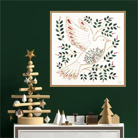 Holiday Sparkle VIII by Dina June 22-in. W x 22-in. H. Canvas Wall Art Print Framed in Natural {4}