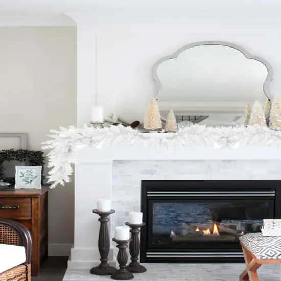 Perfect Holiday 9ft White Premium Christmas Garland {2}