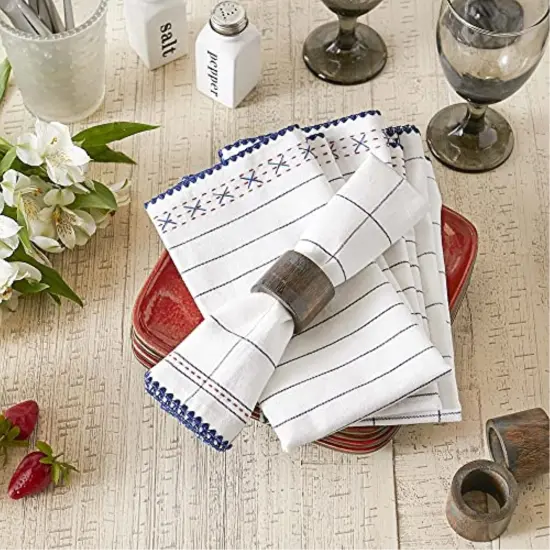DII Kitchen Windowpane Embellished Napkin (Set of 4) {4}