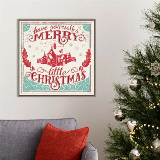 Merry Little Christmas V by Janelle Penner 22-in. W x 22-in. H. Canvas Wall Art Print Framed in Grey {5}