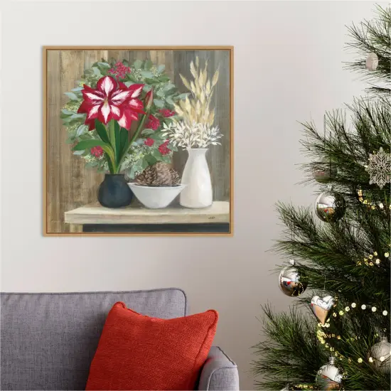Natural Holiday by Julia Purinton 22-in. W x 22-in. H. Canvas Wall Art Print Framed in Natural {5}