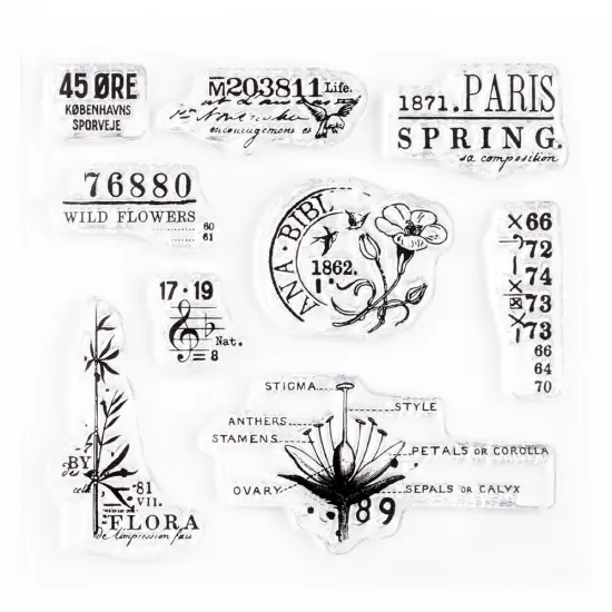 Spring Vintage Small Clear Stamps 4x4 inch by Wintertime Crafts {1}