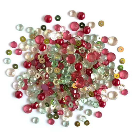 Buttons Galore Sparkletz&reg; Embellishments Bundle Iridescent Diamonds, Half Pearls, Sequins & Seed Beads- Christmas 50 Grams {5}