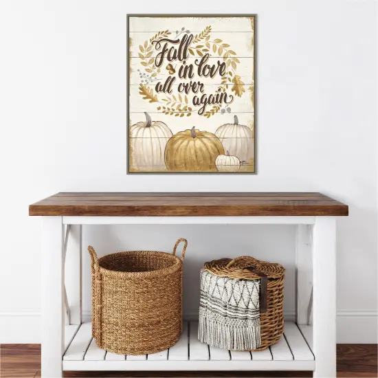 Grateful Season III by Janelle Penner 23-in. W x 28-in. H. Canvas Wall Art Print Framed in Grey {4}