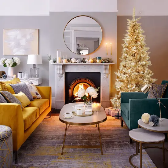 Perfect Holiday 6.5ft Pre-Lit Champagne Slim Christmas Tree {3}