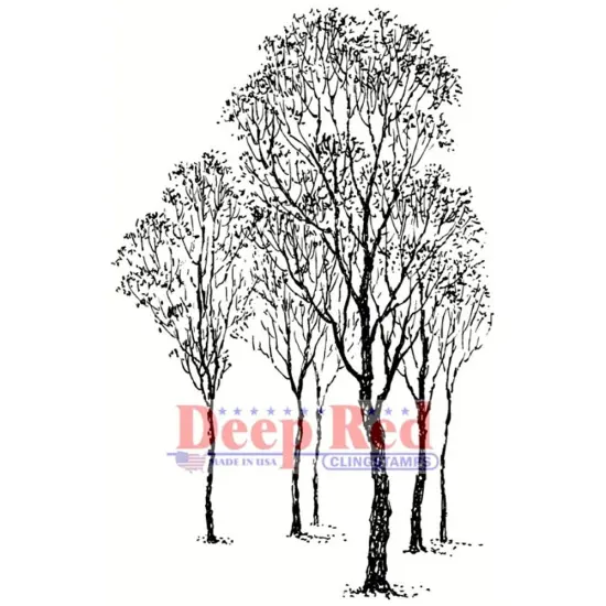 Deep Red Stamps Winter Trees Rubber Stamp 2 x 3.2 inches {1}