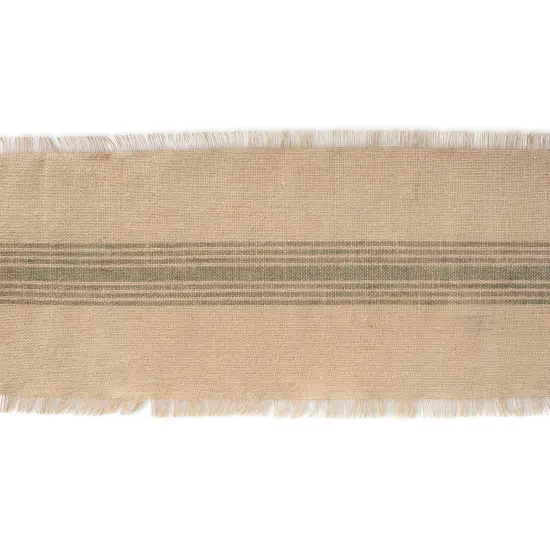 DII Artichoke Middle Stripe Burlap Table Runner 14x108 inches {2}