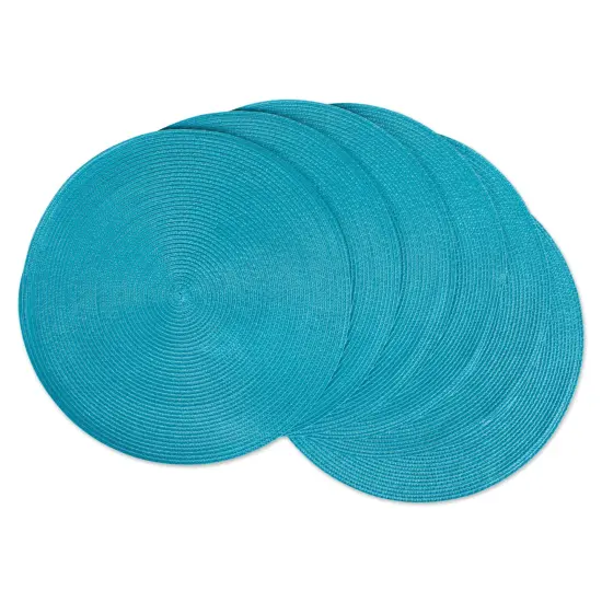 PLACEMAT ROUND PP WOVEN AQUA Set of 6 {1}