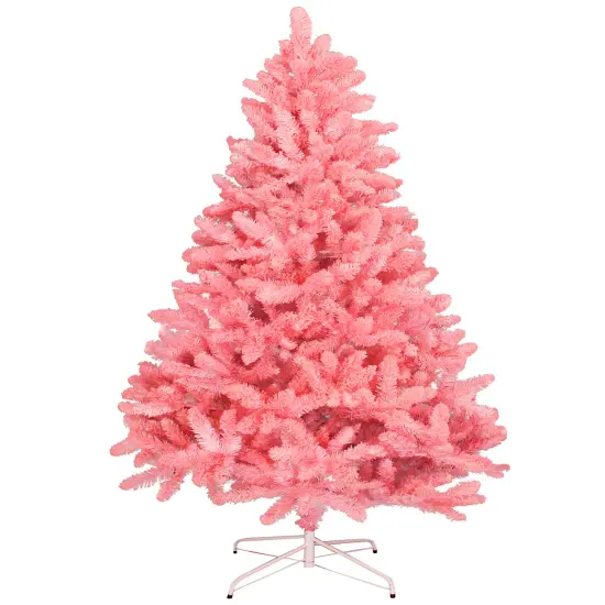 Perfect Holiday 6' Light Pink Flocked Kodiak Tree with Metal Stand {1}