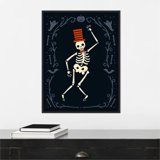 Skeleton Crew II by Victoria Barnes 18-in. W x 24-in. H. Canvas Wall Art Print Framed in Black {4}
