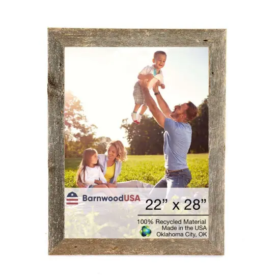 Rustic Farmhouse 22 in. x 28 in. Reclaimed Wood Picture Frame Blue {2}