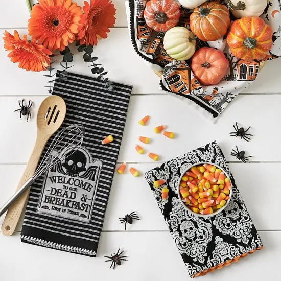 DII Asst Haunted Hallow Embellished Dishtowel (Set Of 3) {4}