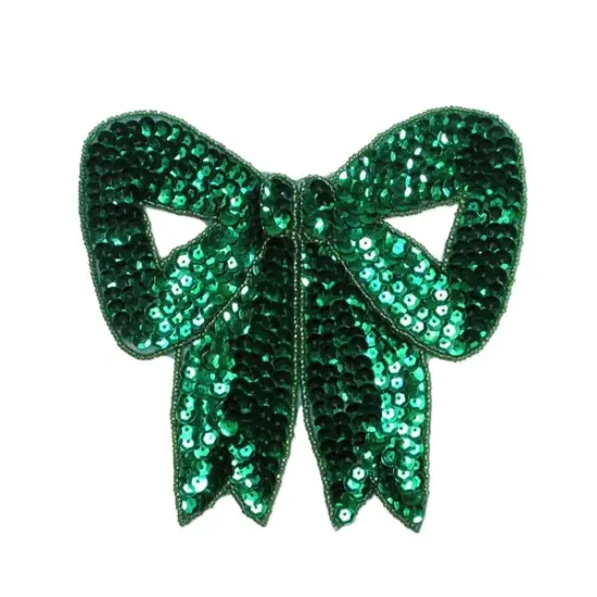 6" x 5 1/2" Bow Sequin Applique/Patch Black AB {2}