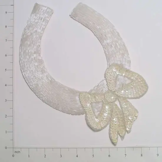 Mary Jane Collar Sequin Applique/Patch White AB {1}