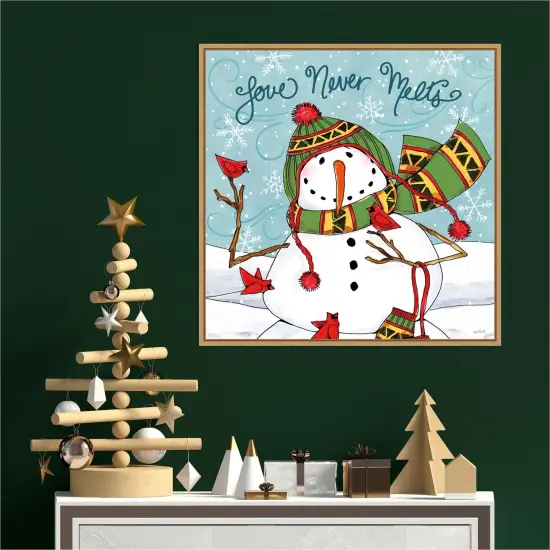 Snowplace Like Home V by Anne Tavoletti 22-in. W x 22-in. H. Canvas Wall Art Print Framed in Natural {4}