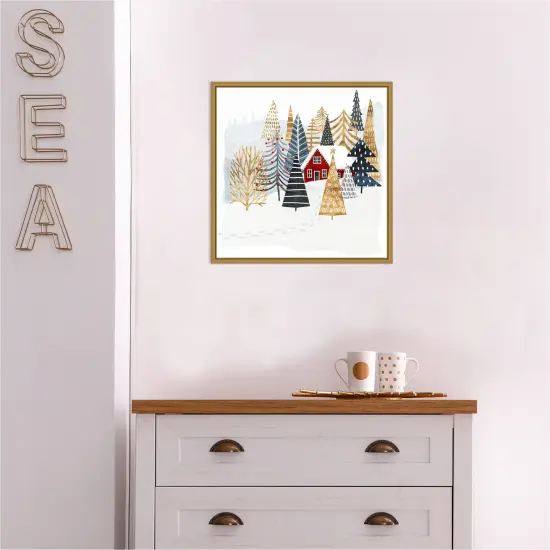 Christmas Chalet I Tree by Victoria Borges Canvas Wall Art Print Framed {5}