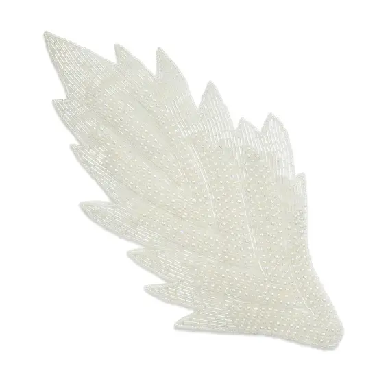 Leaf Beaded Applique/Patch Silver {2}