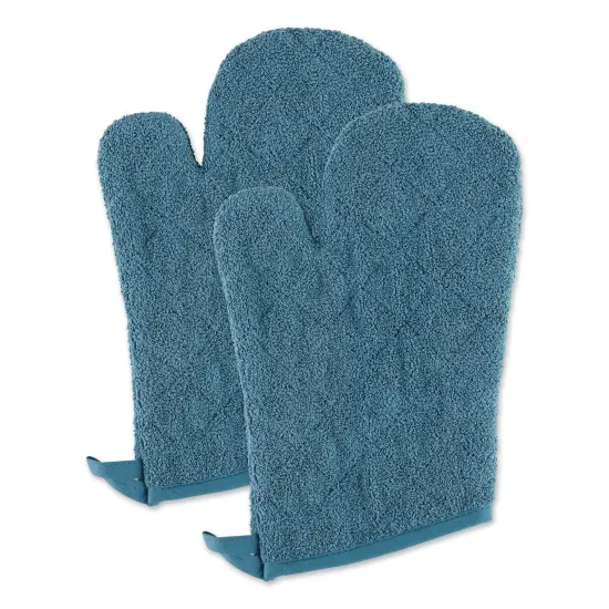 STORM BLUE TERRY OVEN MITT SET/2 {1}