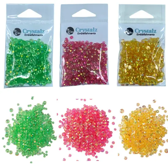 Buttons Galore Crystalz Bundle of Iridescent Gems - 1200 Pieces - Floral Colors {1}
