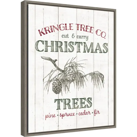Christmas Tree Farm Sign by Wild Apple Portfolio Canvas Wall Art Print Framed Grey {1}