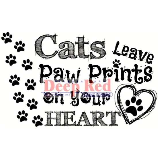 Deep Red Stamps Cat Prints Rubber Stamp 3.2 x 2 inches {1}