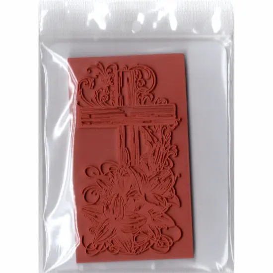 Deep Red Stamps Cross and Lilies Rubber Cling Stamp 2.2 x 4.1 inches {4}