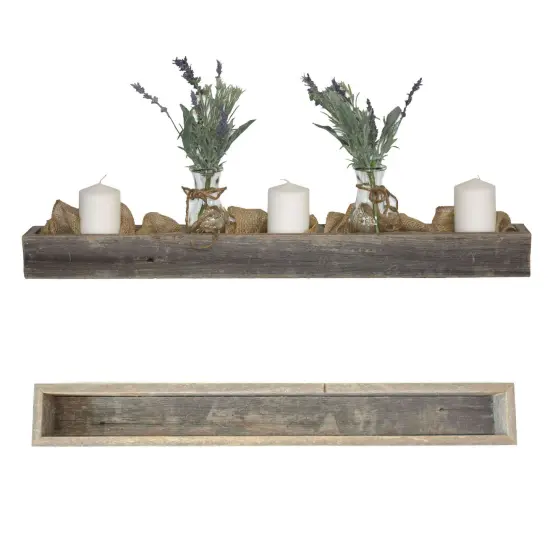 Rustic Farmhouse Decorative 35.5 in. Solid Reclaimed Wood Centerpiece Organizer Storage Box Grey {2}