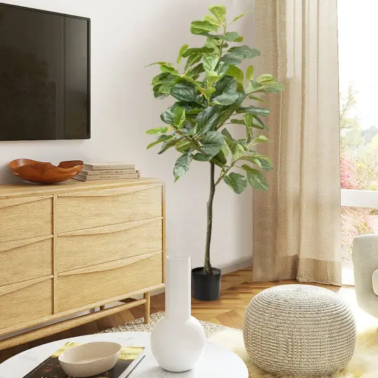 60" Faux Fiddle Leaf Fig Tree with Black Pot (2 Pack) {4}