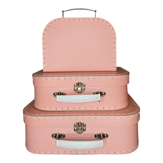 Pink Paperboard Suitcase Decorative Storage Box - Set of 3 or 1 Box of Specific Design {1}