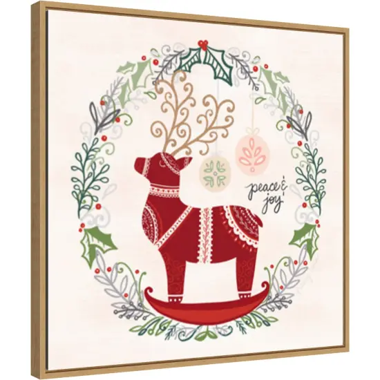 Hygge Christmas II by Noonday Design 22-in. W x 22-in. H. Canvas Wall Art Print Framed in Natural {1}