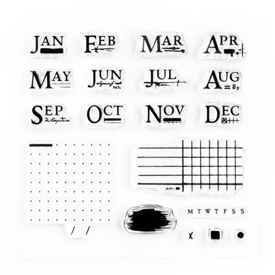 Monthly Notes Small Clear Stamps 4x4 inch by Wintertime Crafts {1}