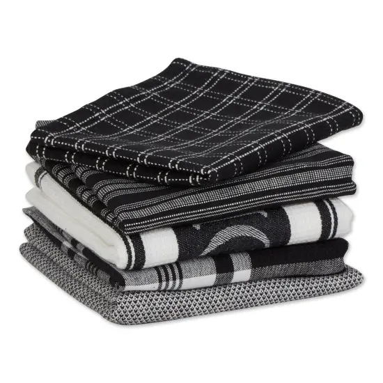 DII Asst Black Foodie Dishtowel And Dishcloth 5 Piece {6}
