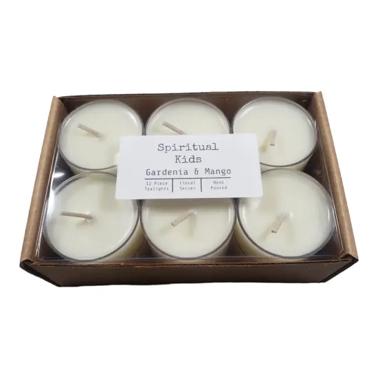 Gardenia & Mango Soy Wax Tealights 12 Count Hand Poured with Fragrant/Essential Oils | Christmas Gift | Wedding Favors | Floral Fruit Scented | {1}
