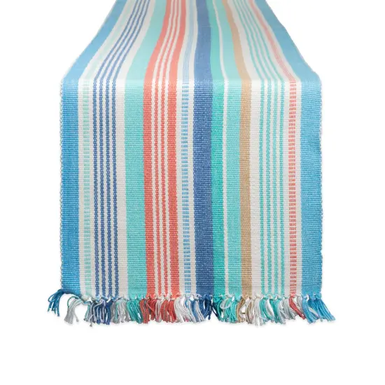 DII Seashore Stripe Fringed Table Runner {1}